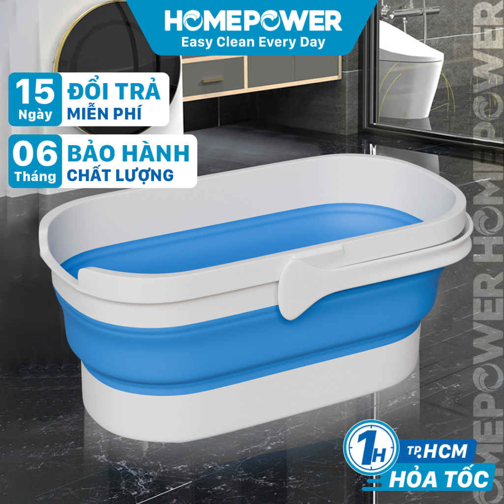 Xô Gấp Gọn Cao Cấp Homepower XS-02 Dung Tích 14L, Xô Nhựa PP + Silicone Gập Gọn Tiện Lợi, Xô Đựng Nước Gấp Gọn Đa Năng