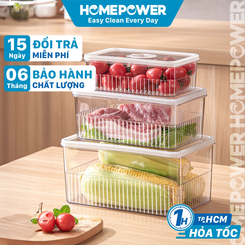 Set 3 Hộp Nhựa Đựng Thực Phẩm Ngăn Đá Tủ Lạnh Homepower - Có Vòng Ghi Chú Thời Gian Thông Minh